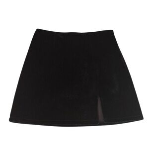 ASOS design Black High waisted faux hair Mini Skirt slit size 4